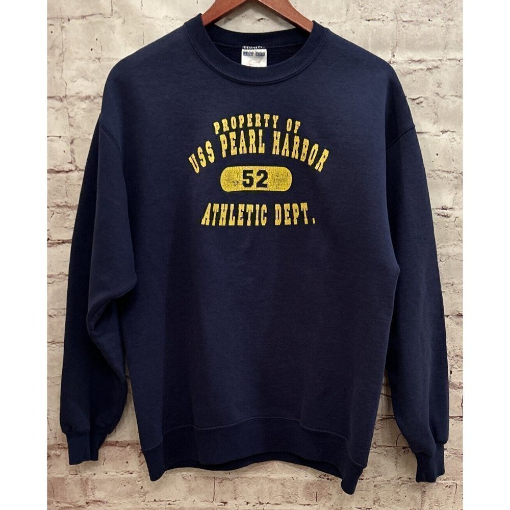 USS Pearl Harbor Athletic Dept. Crewneck Sweatshirt Men's Large Vintage Jerzees